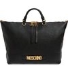 MOSCHINO LOGO PEBBLED LEATHER TOTE,A744980030555