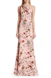 BADGLEY MISCHKA Badgley Mischka One-Shoulder Floral Evening Dress,EG2698