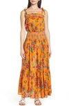 TORY BURCH SMOCKED COVER-UP MAXI DRESS,57094