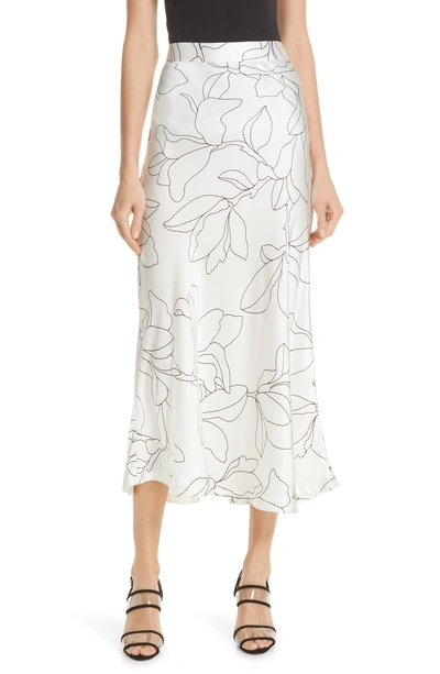 Equipment Floral Outline Print Slip Skirt In White