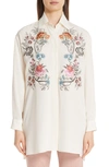 ETRO FLORAL EMBROIDERED SILK BLOUSE,149587219