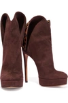 ALAÏA ALAÏA WOMAN LEOPARD-PRINT CALF HAIR AND SUEDE PLATFORM ANKLE BOOTS CHOCOLATE,3074457345619584643