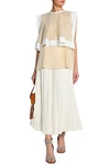 Chloé Woman Layered Pleated Chiffon Top Beige In Beige