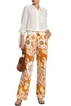 CHLOÉ CHLOÉ WOMAN FLORAL-PRINT COTTON STRAIGHT-LEG PANTS ORANGE,3074457345619515243