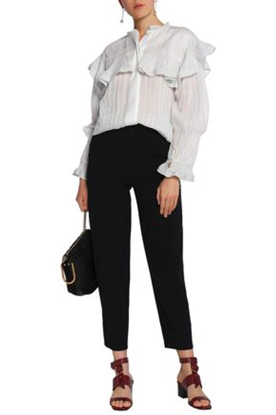 Chloé Pompom-embellished Crepe Tapered Trousers In Black