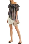 Chloé Woman One-shoulder Ruffled Metallic Printed Cotton-blend Blouse Multicolor In Multicolor