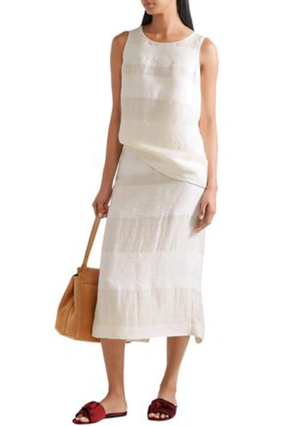 The Row Odille Paneled Linen And Silk-blend Midi Skirt In Ivory