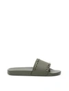 Valentino Men's Rockstud Pool Slide Sandals In Olive|verde