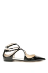 Jimmy Choo Women's Lancer Patent Leather Ankle Strap Flats In Black (black)