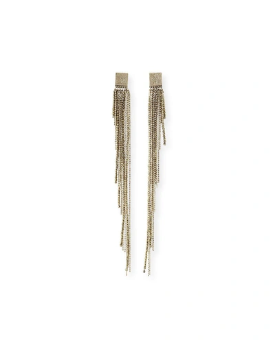 Brunello Cucinelli Monili-beaded Shoulder-duster Earrings In Gold