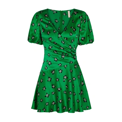 Bec & Bridge Tropicana Floral-print Silk Mini Dress In Green