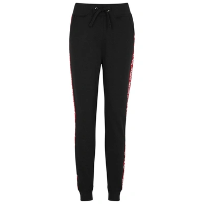 Alpha Industries Black Cotton-blend Sweatpants In Black And Red
