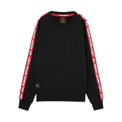 Alpha Industries Black Cotton-blend Sweatshirt In Black And Red