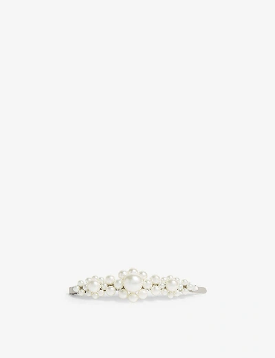 Simone Rocha White Large Floral Faux Pearl Embellished Hair Clip - 白色 In White