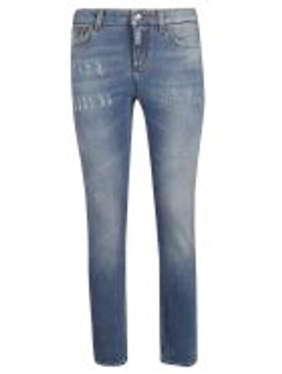 Dolce & Gabbana Kate Distressed Straight-leg Jeans In Blue
