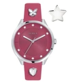 Furla Women's Pin Pink Dial Calfskin Leather Watch In Fuchsia