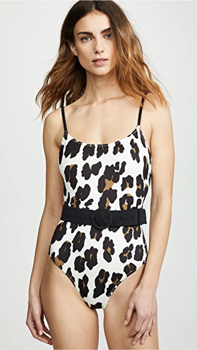 Solid & Striped The Nina Belted Leopard Print One-piece Bathing Suit