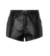 SAINT LAURENT HIGH-RISE LEATHER SHORTS,P00373433