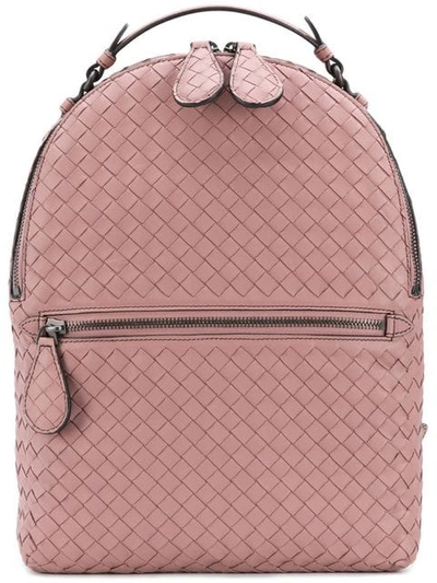 Bottega Veneta Electre Intrecciato Backpack In Pink