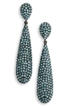 NINA ELONGATED PAVE SWAROVSKI CRYSTAL TEARDROP EARRINGS,E-ADAIR