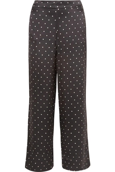 Asceno Polka-dot Silk-satin Pyjama Trousers In Black