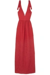 REBECCA VALLANCE HARLOW BOW-DETAILED CLOQUÉ MAXI DRESS