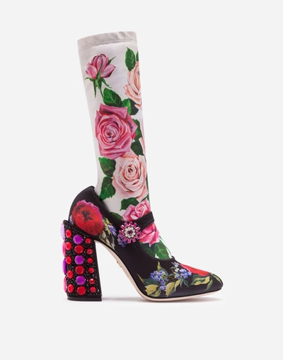 Dolce & Gabbana Printed Jersey Mary Janes With Sock In Multi