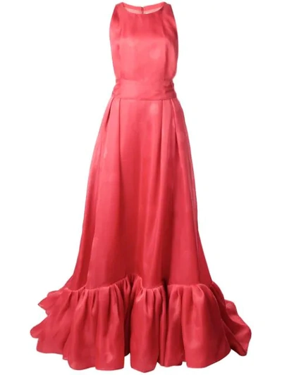 Carolina Herrera Polka Dot Flared Gown - 红色 In Red