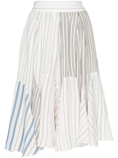 Jw Anderson Pleated Striped Cotton-jacquard Skirt In Baby Pink