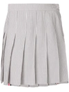 Thom Browne Striped Pleated Miniskirt In Grey