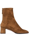 AQUAZZURA CAMEL BROWN SAINT HONORE 50 SUEDE ANKLE BOOTS