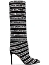 BALMAIN BALMAIN BLACK AND WHITE JANE 95 KNEE HIGH BOOTS - 黑色