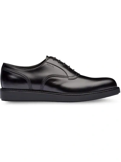Prada Raised-sole Leather Oxford Shoes In F0397 Cordovan