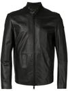 Emporio Armani Biker-collar Leather Jacket In Black