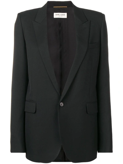 Saint Laurent Single Breasted Blazer In Black