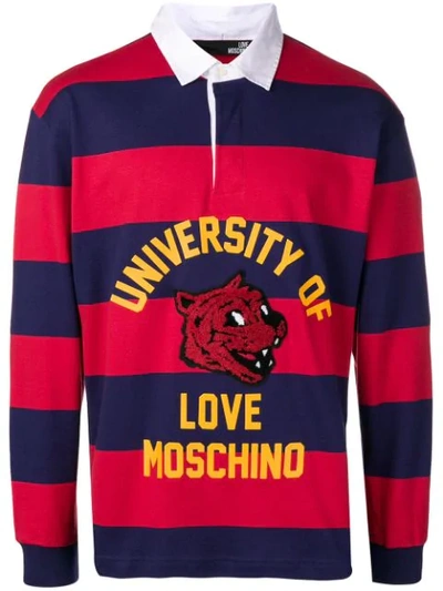 Love Moschino Varsity Striped T-shirt In Blue