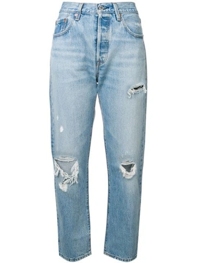 Levi's Cropped Boyfriend Jeans In Blue