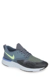 Nike Odyssey React 2 Flyknit Running Shoe In Armory Blue/ Lime Blast/ Black