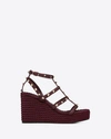 Valentino Torchon Leather Wedge Sandals In Ruby