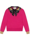 Gucci Cashmere Silk Knit Top With Detachable Collar, Pink