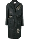 LANVIN EMBROIDERED DETAIL BELTED COAT