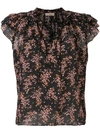 ULLA JOHNSON FLORAL FLUTTER SLEEVE BLOUSE