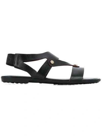 Tod's Sandals In Patent Leather And Leather In Black