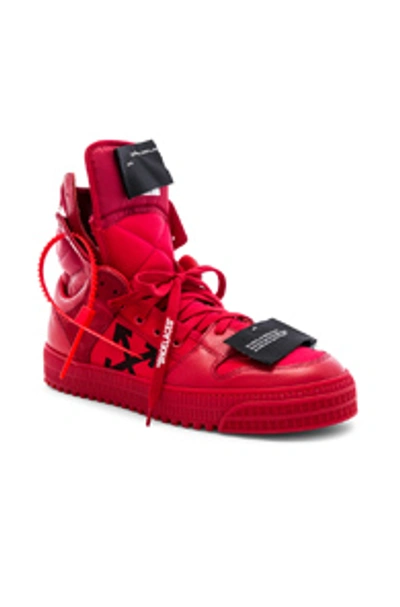 Off-white Men's Off Court High-top Leather Trainers, Red In Red & Red