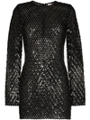 SAINT LAURENT SEQUIN EMBELLISHED KNITTED MINI DRESS