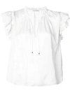 ULLA JOHNSON BRODERIE ANGLAISE CAP SLEEVE BLOUSE