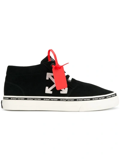 Off-white Logo Mid-top Suede Skate Trainers In Black