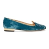 CHARLOTTE OLYMPIA CHARLOTTE OLYMPIA BLUE VELVET PEACEFUL KITTY LOAFERS