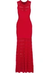 HERVE LEGER HERVÉ LÉGER WOMAN POINTELLE-PANELED BANDAGE GOWN RED,3074457345619562749