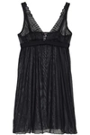 COSABELLA COSABELLA WOMAN MINOA LACE-PANELED STRETCH-MESH CHEMISE BLACK,3074457345620016809